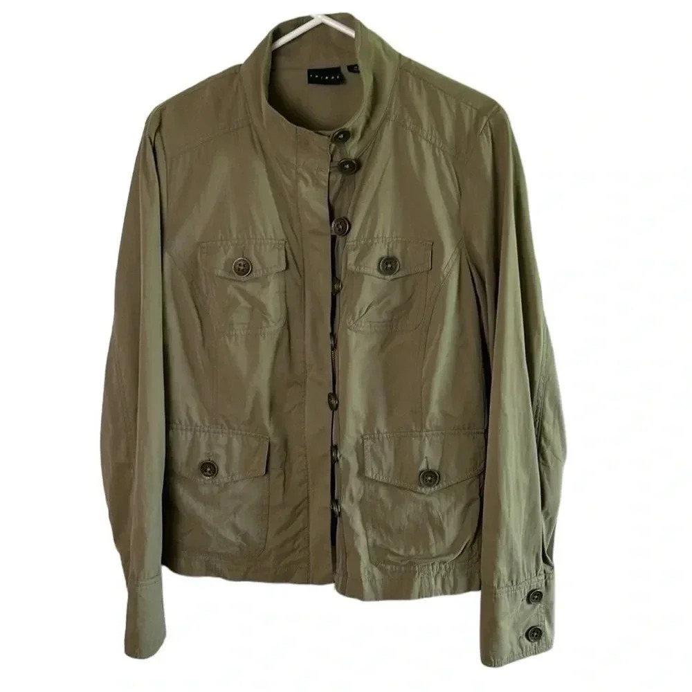 jacket women size 12. chore ,khaki ,safari , cottagecore,cotton blend,military